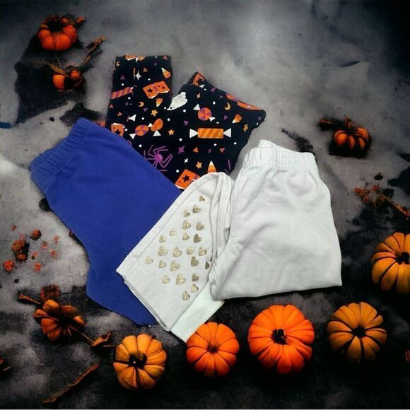 3 Pairs - 4T Girls Leggings l Fall l Halloween l Gold Star Accent l EUC - Picture 1 of 6
